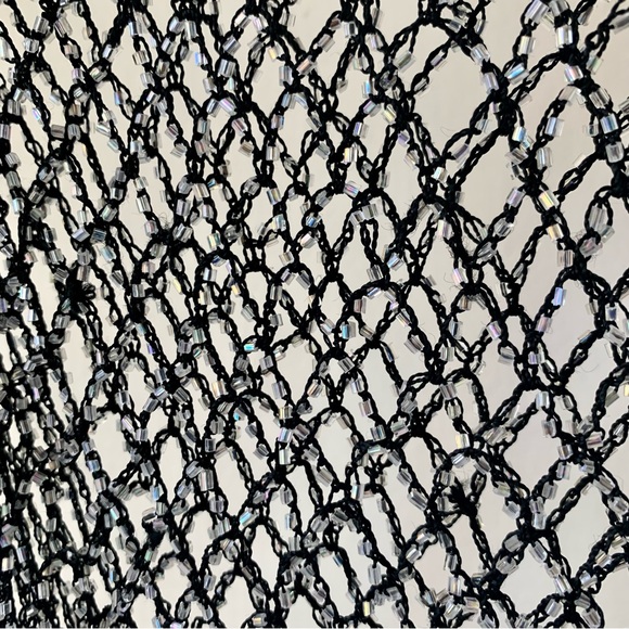 NWT Christine Phillipe Cali Couture Black & Iridescent Beaded Crochet Top Size M - Picture 6 of 6